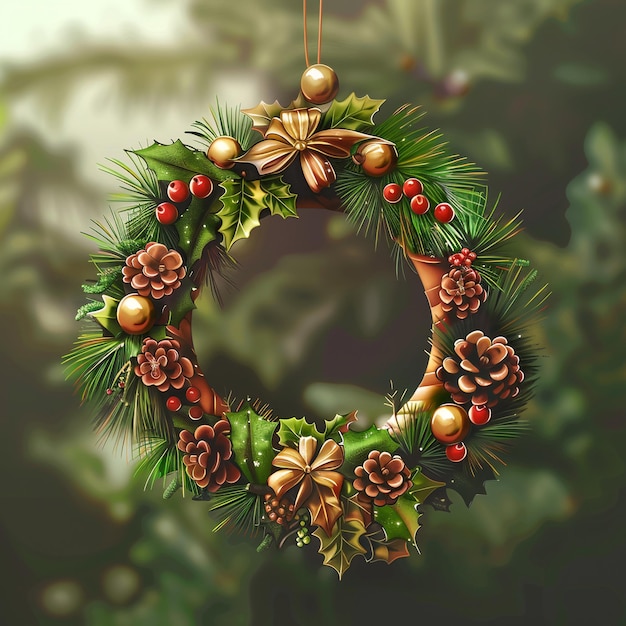 A christmas wreath with ornaments