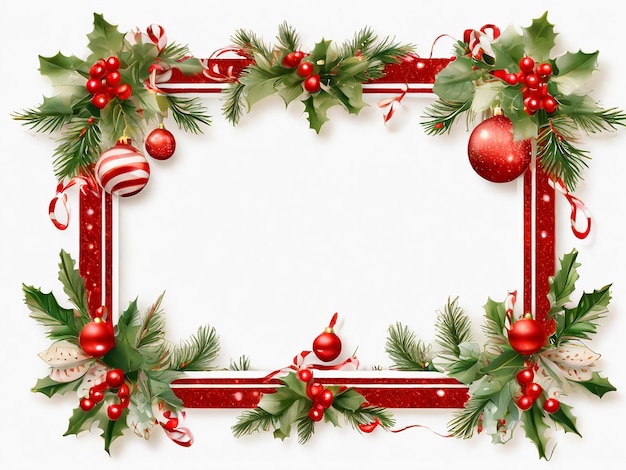 Photo a christmasthemed photo frame with red and white decorations