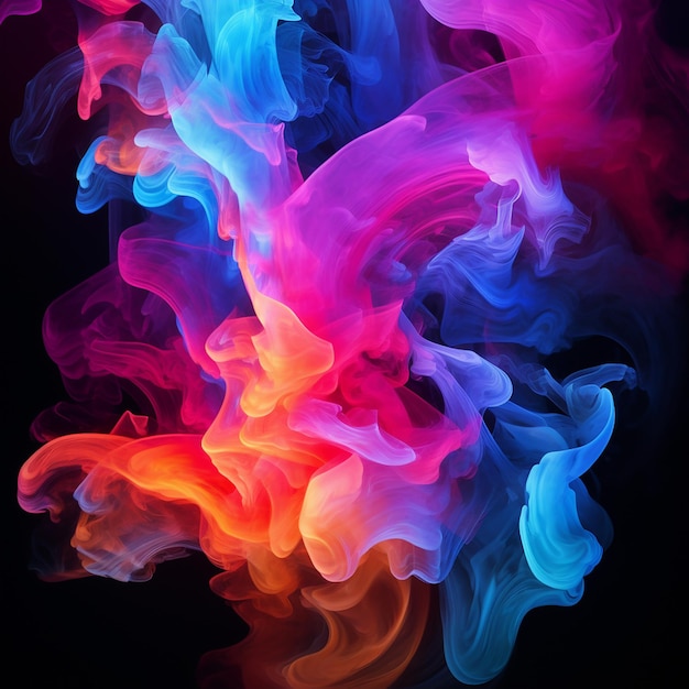 Chromatic Whispers Rainbow Smoke on Black Background Generative AI