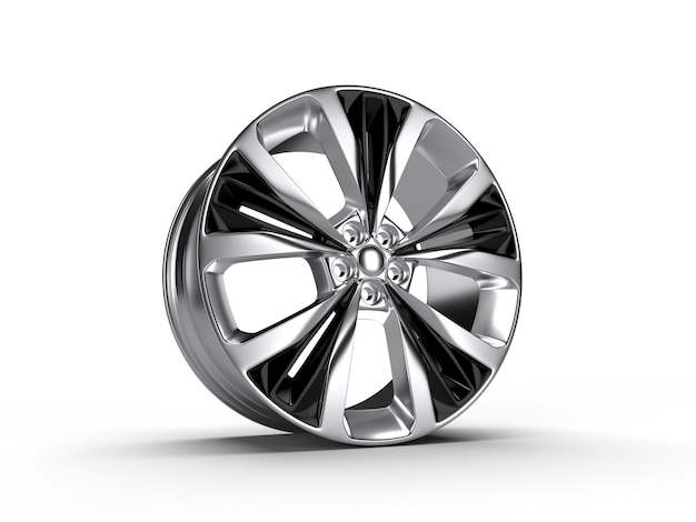 Chrome car alloy wheel isolated on white