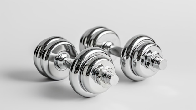 Photo chrome dumbbells on white background