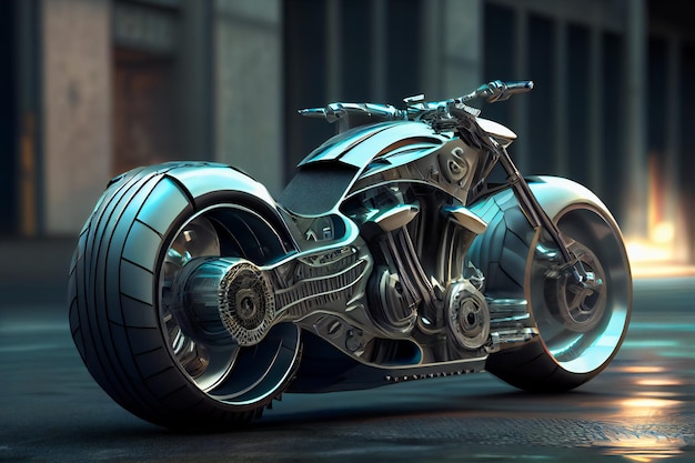 Chrome futuristic motorcycle Generative AIxA