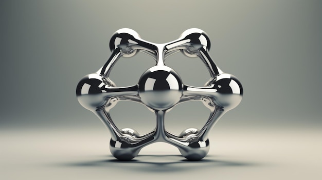 Chrome Molecule icon 3d rendering