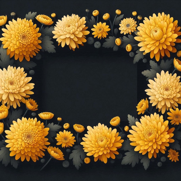 Photo chrysanthemum flower borders for artistic projects