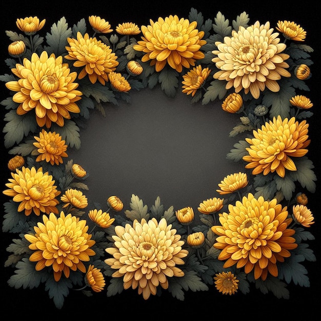 Chrysanthemum Flower Borders for Decorative Floral Use