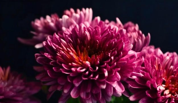 Chrysanthemum flowers are on a purple background