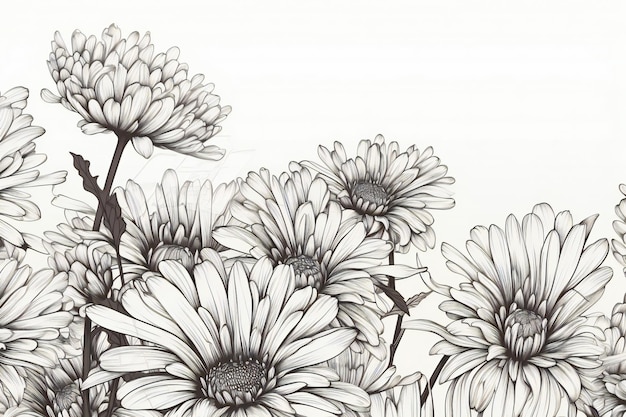 Chrysanthemum flowers Hand drawn chrysanthemum flowers