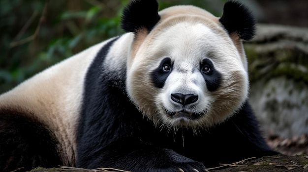 Chubby panda with black and white fur AI generated