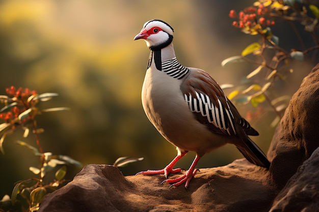 Chukar in natural forest environment Wildlife photography