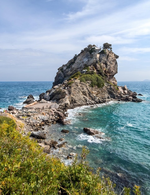 Church Agios Ioannis Chapel on the rock one of the places where they filmed the musical Mamma Mia