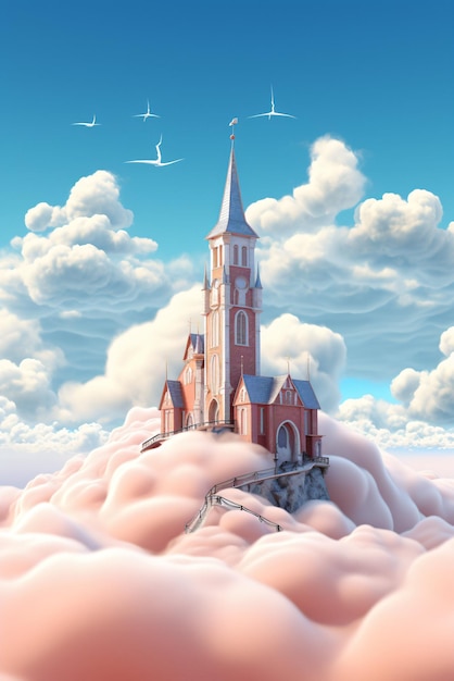 church above the clouds with the sky