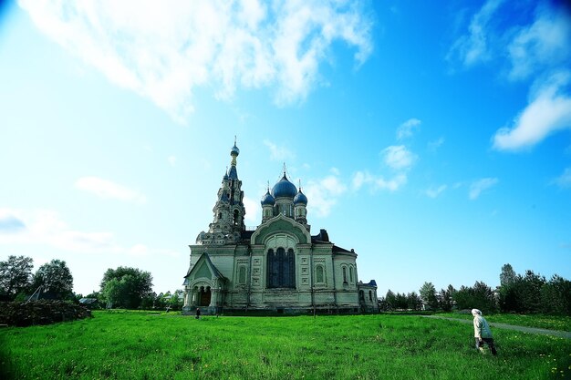 church in the countryside summer landscape russia