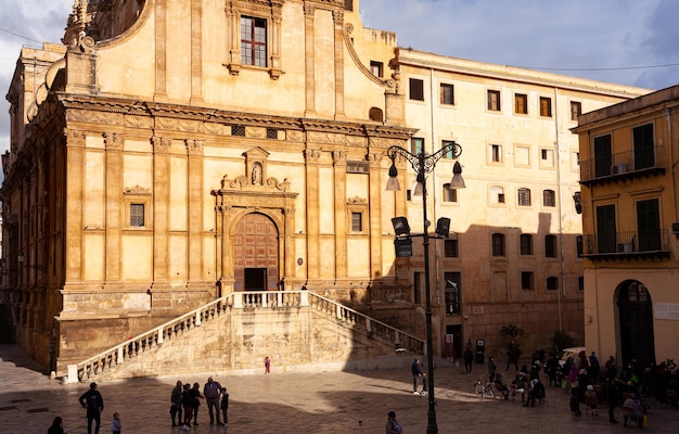 The Church of Santa Caterina the facade facing Piazza Bellini Palermo Sicily Italy