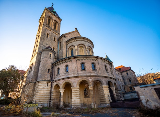 Church of St Gabriel or Kostel sv. Gabriela in Prague, street architecture of Czech republic