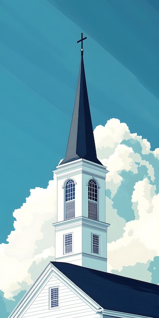 Photo church steeple against blue sky