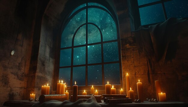 Photo a church with a window that has a star in the middle of it