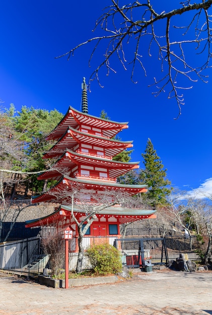 Chureito is landmark near Fuji mountain