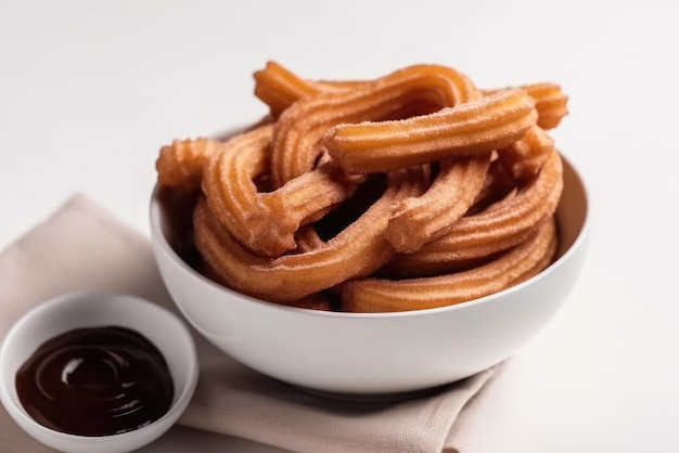 Churros Vegetarian Dessert On White Background Generative AI