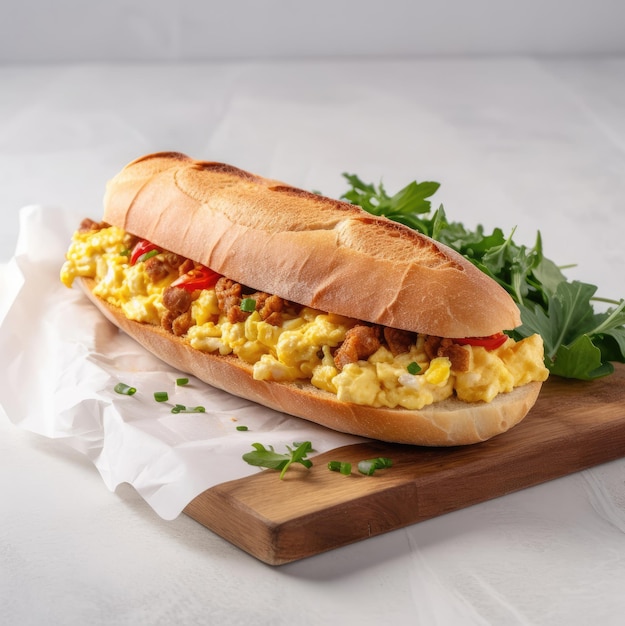 Ciabatta sandwich with scrambled eggs