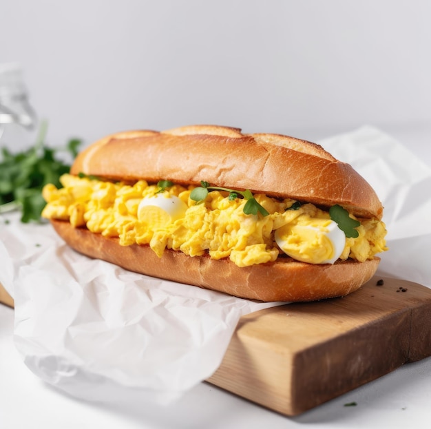 Ciabatta sandwich with scrambled eggs