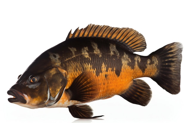 Cichlid fish isolated on white background clipping path included