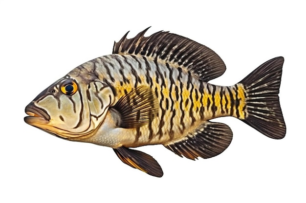 Cichlid fish isolated on a white background clipping path included