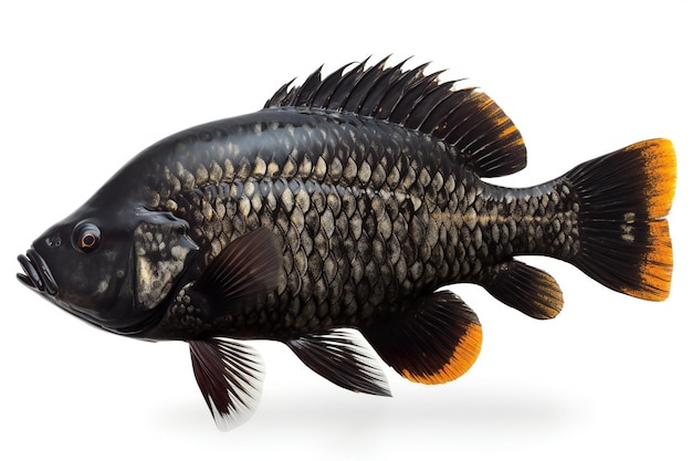 Cichlid fish isolated on white background with clipping path