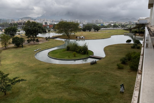 Cidade das Artes a cultural complex originally with the name of City of Music Located in Barra da Tijuca RJ Brazil Modern architecture Cloudy day Rio de Janeiro RJ Brazil August 2022