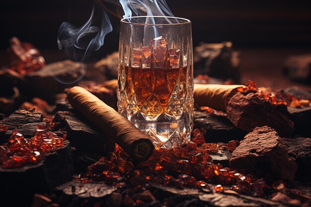 Cigar cylindrical tobacco leaf twist smoked Cuban tobacco smoking process Smoking a twist cigarettes in pure form rolled tobacco elegantly luxurious gentlemanly style