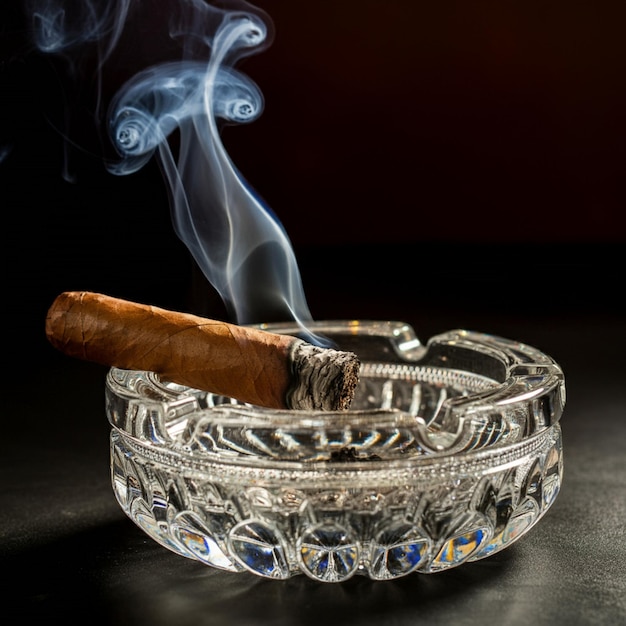 Photo a cigar that is in a bowl with a cigar in it