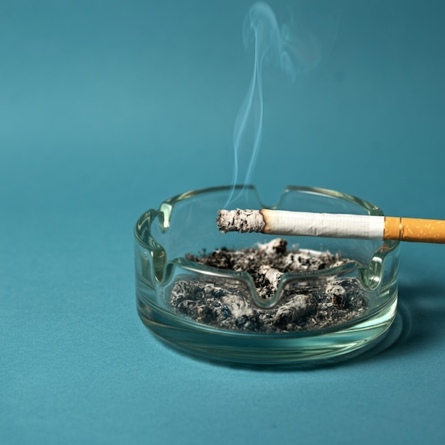 Photo a cigarette in a glass ashtray with a cigarette in it