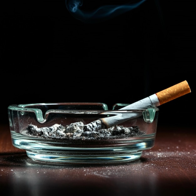 Photo a cigarette in a glass container with a cigarette in it