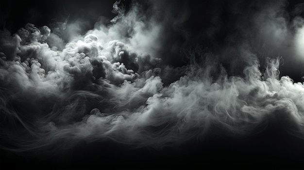 Cigarette smoke on black background flowing waves pollution health danger smoking