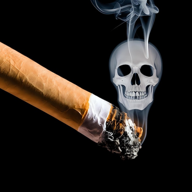 a cigarette with a skull and a skull on it