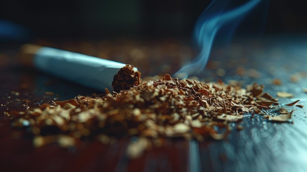 A cigarette with smoke coming out of it Suitable for health and addiction concepts