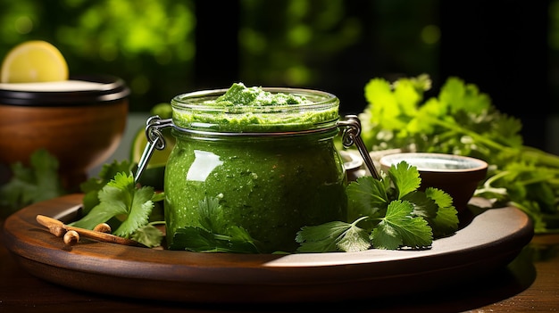 Cilantro Pesto in Glass Jar