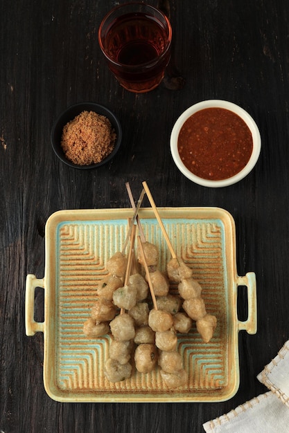 Cilok Goreng Borma Indonesian Traditional Snack Made from Tapioca Flour Shaped Balls and Deep Fried