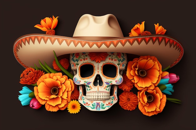 Cinco de Mayo or Dia de Muertos festive holiday background