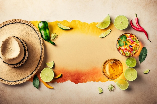 Cinco de Mayo festive holiday watercolour background fiesta banner