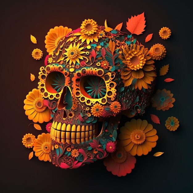 Cinco de Mayo Hispanic heritage sugar skull marigold Festive dia de los muertos