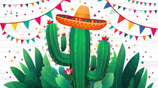 Cinco de Mayo with cactus Generative ai