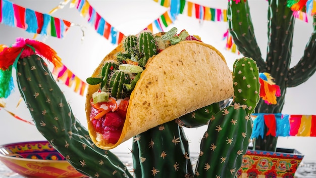 Cinco de Mayo with cactus Generative ai