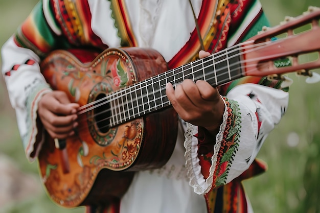 Cinco de mayo with guitar and desert captus