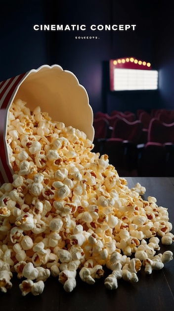 Cinema concept with popcorn background