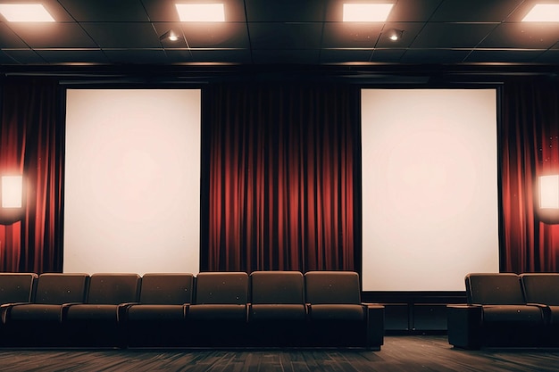 Cinema Mockup with Blank White Screen Template Background