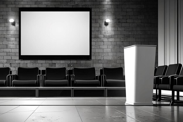 Photo cinema mockup with blank white screen template background