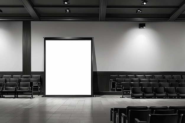 Cinema Mockup with Blank White Screen Template Background