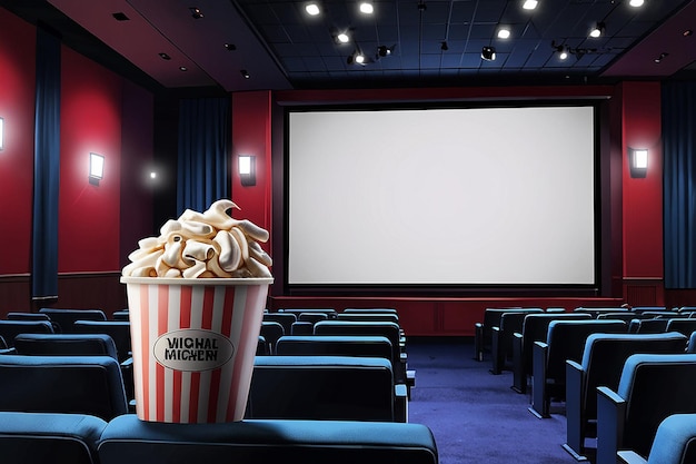 Cinema Mockup with Blank White Screen Template Background