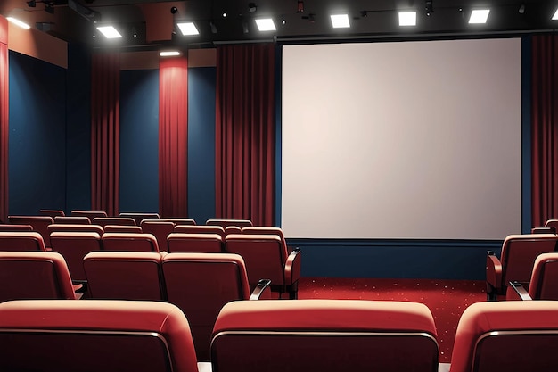 Cinema Mockup with Blank White Screen Template Background