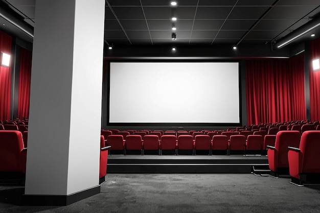 Cinema Mockup with Blank White Screen Template Background